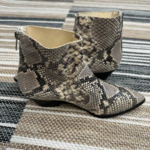 Steve Madden Women's Leather Ankle Bootie Snakeskin Print Pointy Toe Cafe 6M - Picture 10 of 14